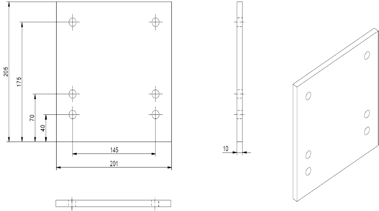 Rasterplatten kurz – Höhenverstellung für Anhängerkupplung & Heckträger (200x200x10mm)